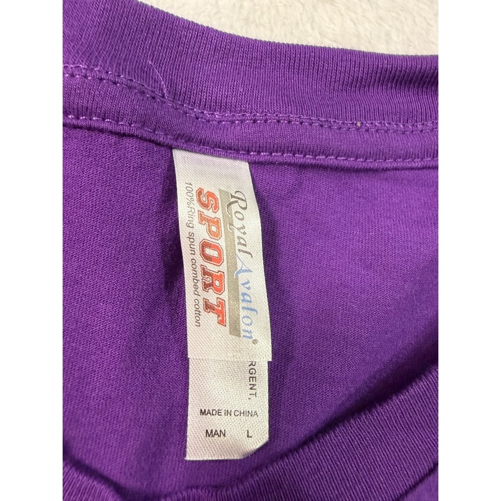 Royal Avalon Sport Mens Purple Football Jersey Style T-Shirt‎ Striped Sleeve L - Picture 4 of 8